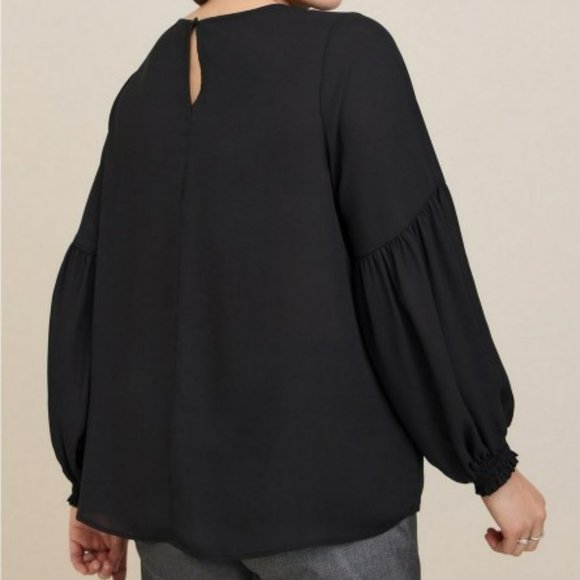 Torrid Georgette Blouson Sleeve Blouse - Picture 3 of 12